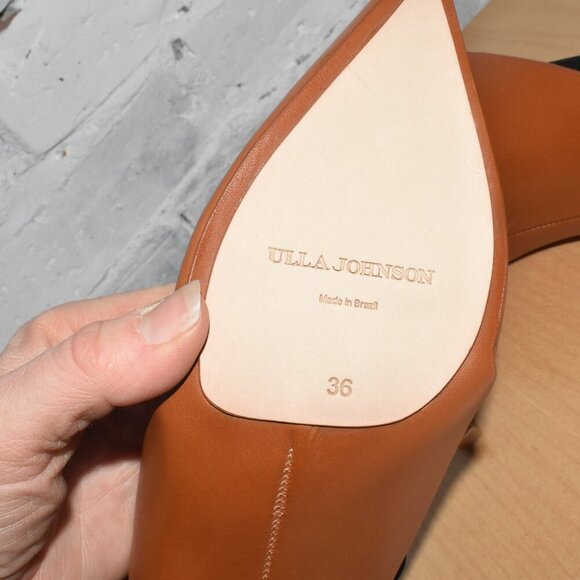 NWOT Ulla Johnson Soft Brown Leather Pointy Toe High Heels Size 6 - Picture 7 of 9
